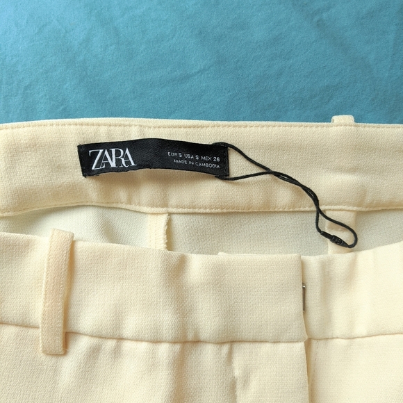 Sold! Zara long button hem trousers white cream - Picture 6 of 8